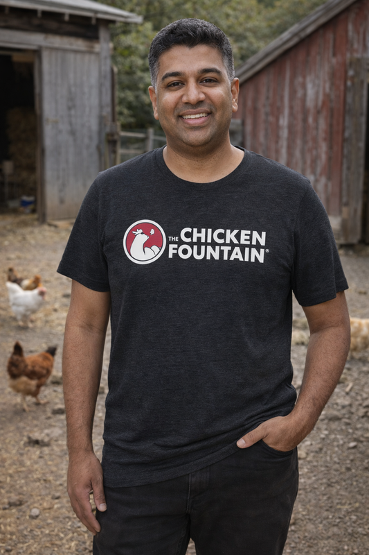 The Chicken Fountain Tee- Front White Logo