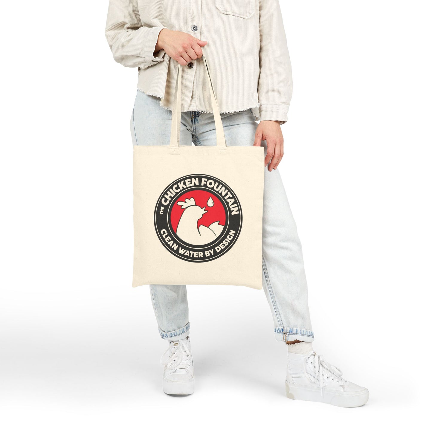 Chicken Fountain Cotton Tote Bag – “Clean Water By Design” Eco Market Tote